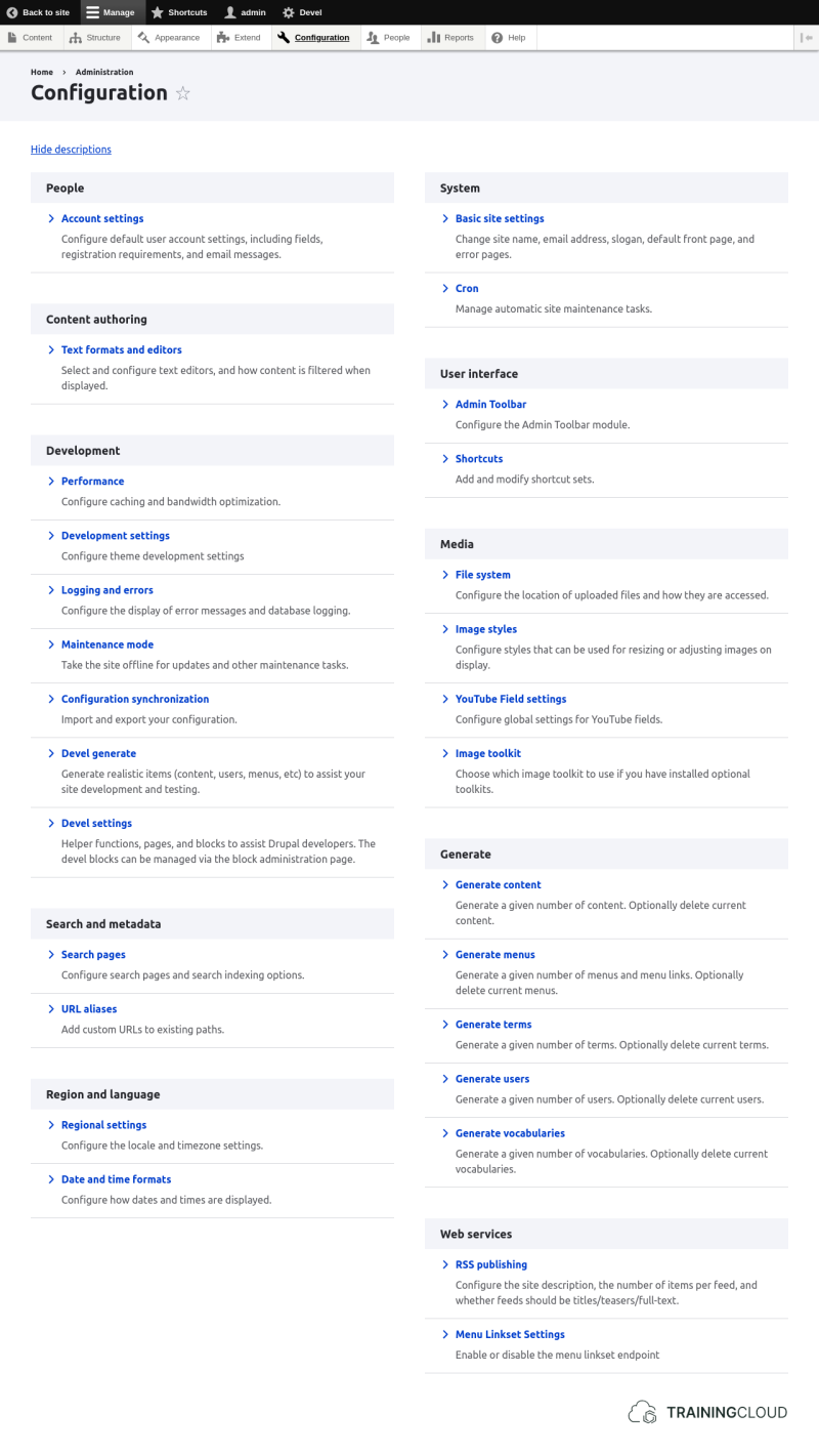 A screenshot of the Drupal 10 admin configuration page.